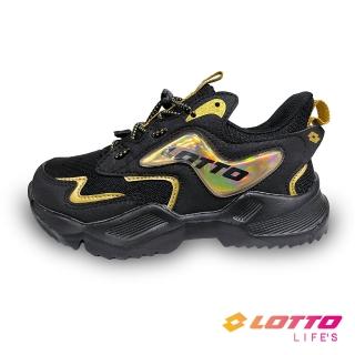 【LOTTO】童鞋 WING RIDE 輕量跑鞋(黑/金-LT2AKR6010)