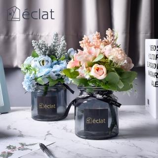 【Eclat】匠心花藝黑瓶玻璃工藝擺飾仿真盆栽(3款任選)