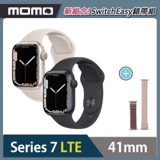 【Apple 蘋果】Apple Watch S7 LTE 41mm ★SwitchEasy彈力錶帶組(鋁金屬錶殼搭配運動型錶帶)