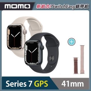 【Apple 蘋果】Apple Watch S7 GPS 41mm ★SwitchEasy彈力錶帶組(鋁金屬錶殼搭配運動型錶帶)