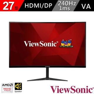 【ViewSonic 優派】27型 VA遊戲電競螢幕 支援HDMI介面/FreeSync/三邊無邊(VX2719-PC-MHD)