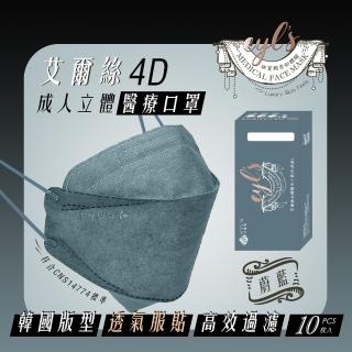 【艾爾絲】醫療口罩 蔚藍 10入 KZ0055(成人立體口罩 醫療口罩 特殊色口罩 醫療立體口罩 立體口罩 口罩)