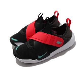 【NIKE 耐吉】休閒鞋 Flex Advance PS 運動 童鞋 魔鬼氈 輕量 後跟可踩 緩震 中童 黑 紅(CZ0186-005)