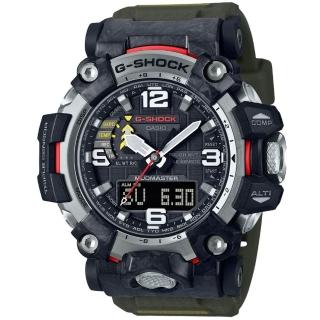 【CASIO 卡西歐】G-SHOCK MUDMASTER 碳纖維陸地極限 太陽能手錶(黑/綠GWG-2000-1A3)