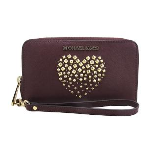 【Michael Kors】送原廠禮盒-鉚釘愛心防刮手提包(暗紅)