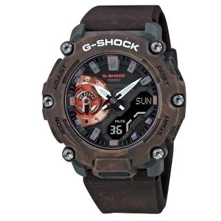 【CASIO 卡西歐】G-SHOCK 神秘森林系列 雙顯 計時碼錶 防水200米 橡膠手錶 棕色 47mm(GA-2200MFR-5A)