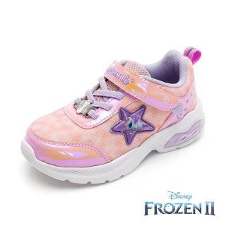 【Disney 迪士尼】童鞋 冰雪奇緣2-大星星電燈運動鞋/魔鬼氈 透氣 抗菌 正版台灣製(FNKX14263粉紫)