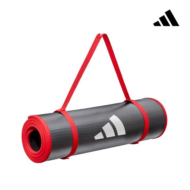 【adidas 愛迪達】專業加厚訓練運動墊-10mm 附贈背帶(3色可選 瑜珈墊 健身墊 加厚)