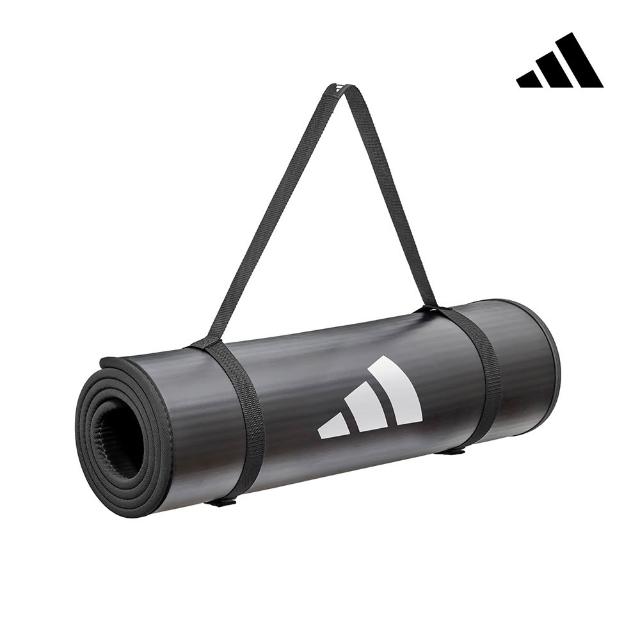【adidas 愛迪達】專業加厚訓練運動墊-10mm 附贈背帶(3色可選 瑜珈墊 健身墊 加厚)