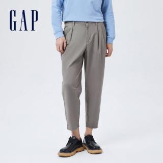 【GAP】男裝 通勤錐形休閒卡其褲(850766-灰色)