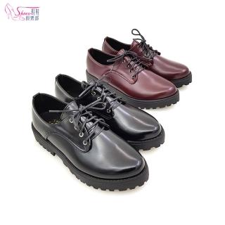 【ShoesClub 鞋鞋俱樂部】學院風復古亮皮休閒鋸齒牛津鞋