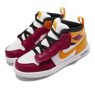 【NIKE 耐吉】休閒鞋 Jordan 1 Mid ALT SE 童鞋 經典 喬丹一代 魔鬼氈 皮革 小童 穿搭 紅黃(DJ6250-067)