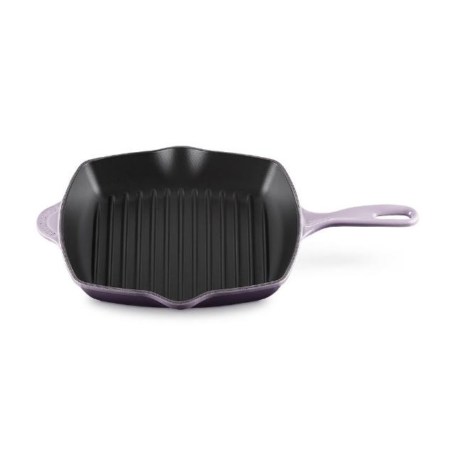 【Le Creuset】琺瑯鑄鐵單柄方鐵烤盤 雪紡粉/藍鈴紫 2色選1(贈 B油刷-火焰橘)