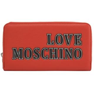 【MOSCHINO】LOVE MOSCHINO 大英文LOGO拉鍊發財長夾(紅)