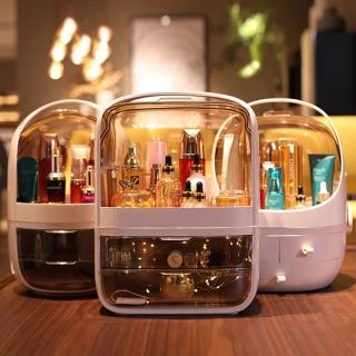 【In Da House】潘朵拉桌上型防塵手提化妝品收納箱(簡約 時尚 網美風)