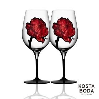 【KOSTA BODA】TATTOO 玫瑰皇后紅酒杯2入組(送禮首選)