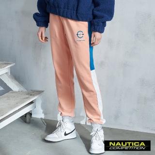 【NAUTICA】COMPETITION 女裝跳色拼接休閒運動長褲(粉橘)