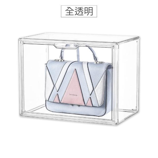 【HaRu日春生活】磁吸式包包收納箱-1入(透明收納盒 展示盒 公仔盒 鞋盒 置物盒 書籍收納盒 飾品盒 化妝盒)