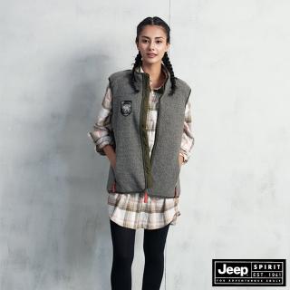 【JEEP】女裝 絨毛質感休閒背心(灰色)