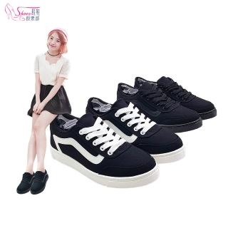 【ShoesClub 鞋鞋俱樂部】108-GV8753情侶女款皮革曲線帆布休閒運動鞋 休閒鞋