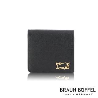 【BRAUN BUFFEL 德國小金牛】台灣總代理 索內特 8卡兩折中夾-黑色(BF684-403-BK)