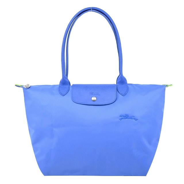 【LONGCHAMP】LE PLIAGE GREEN系列刺繡長把再生尼龍摺疊水餃包(大/多色選)