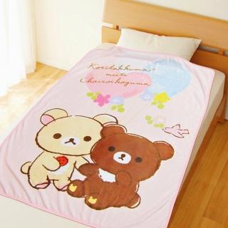 【享夢城堡】法蘭絨毯100x140cm(拉拉熊Rilakkuma 汽球派對-粉)