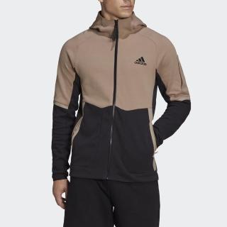 【adidas 愛迪達】外套 男 運動 連帽外套 防風外套 亞規 M D4GMDY FZHD 卡其黑 HE5033