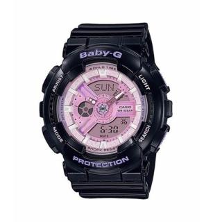 【CASIO 卡西歐】BABY-G 指針及液晶雙顯系列/43mm/眩光黑(BA-110PL-1A)
