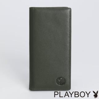【PLAYBOY】翻蓋長夾 Badge系列(墨綠色)
