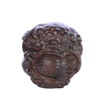 【十方佛教文物】祥獅捧珠{土沉木雕}開運旺財(平安吉祥如意)