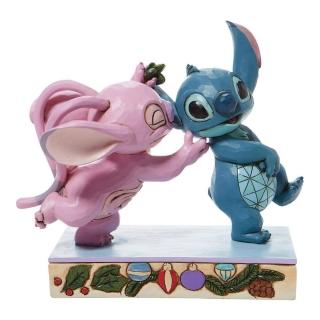 【Enesco】精品家飾 Disney 迪士尼 安琪槲寄生下親吻史迪奇居家擺飾