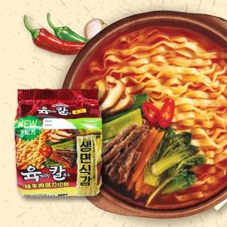 【韓味不二】韓國pulmuone 辣牛肉湯刀切麵x1袋(非油炸麵 4入/袋)