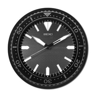 【SEIKO 精工】30.5cm 潛水錶造型 夜光 黑水鬼 滑動式秒針 餐廳客廳臥室 靜音掛鐘(黑色 / QXA791K)