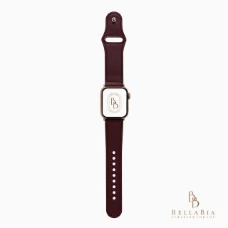 【BellaBia】Apple Watch 7/6/5/4/3/SE 38/40/41/42/44/45mm 典雅扣式系列真皮錶帶(葡萄酒紅/銀扣)