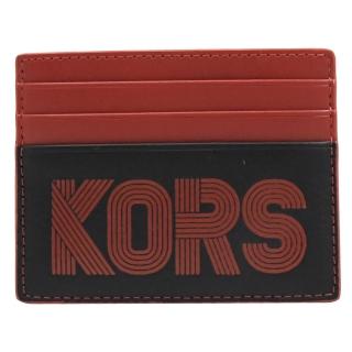 【Michael Kors】品牌撞色英文LOGO信用卡夾名片夾隨身卡夾(黑紅)