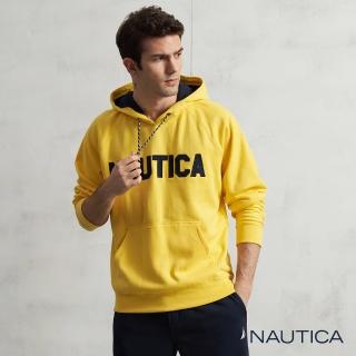 【NAUTICA】男裝大LOGO長袖連帽T恤(黃色)