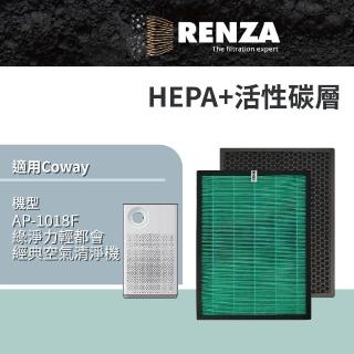 【RENZA】適用 Coway AP-1018F 綠淨力輕都會經典空氣清淨機(HEPA+活性碳濾網組)