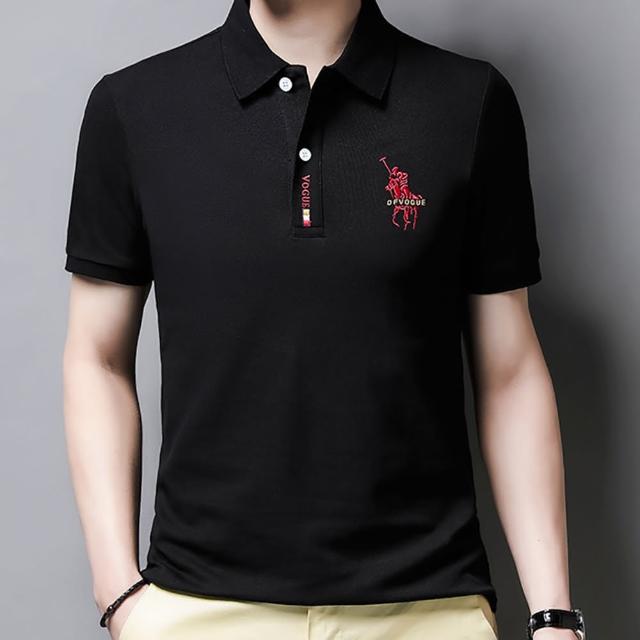 【Billgo】馬術刺繡短袖POLO衫｜透氣棉質男款上衣 比爾購服飾 L-4XL 四色(質感、親膚、百搭)