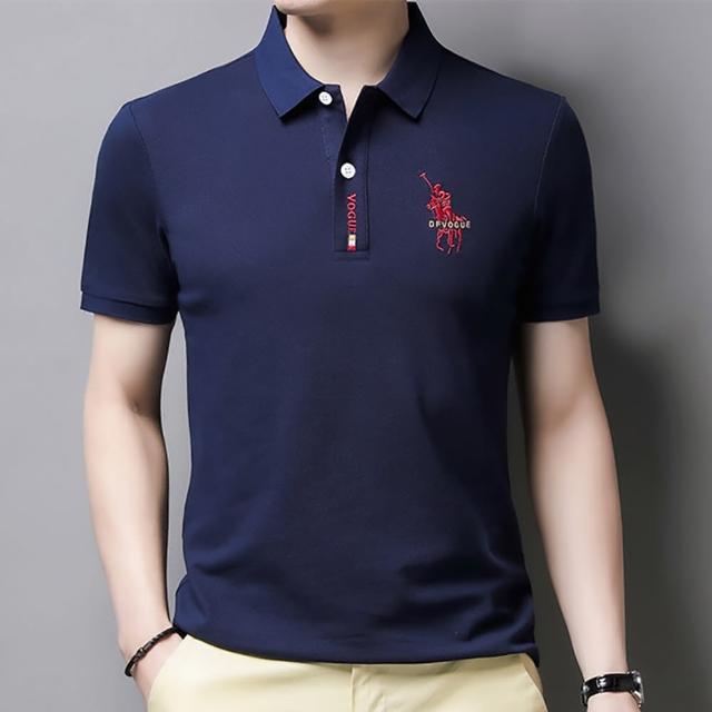 【Billgo】馬術刺繡短袖POLO衫｜透氣棉質男款上衣 比爾購服飾 L-4XL 四色(質感、親膚、百搭)