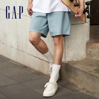 【GAP】男裝 輕透氣系列 通勤直筒休閒短褲(808321-淺藍色)