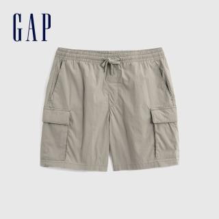 【GAP】男裝 彈力工裝口袋直筒休閒短褲(695541-卡其色)