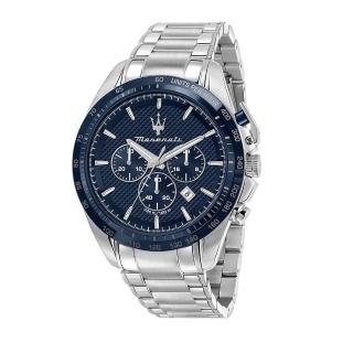 【MASERATI 瑪莎拉蒂】經典設計款三眼藍面腕錶45mm(R8873612043)
