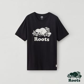 【Roots】Roots 男裝- 經典海狸LOGO短袖T恤(黑色)