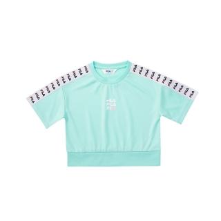 【FILA】KIDS 女童吸濕排汗短袖上衣-粉綠(5TEV-4435-MT)