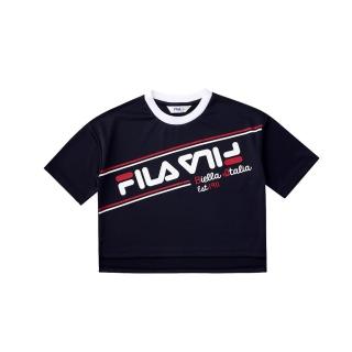 【FILA】KIDS 女童吸濕排汗短袖上衣-丈青(5TEV-4437-NV)