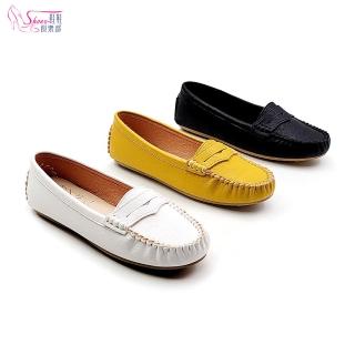 【ShoesClub 鞋鞋俱樂部】軟Q抓皺縫線平底豆豆鞋 包鞋 女鞋 023-GD319