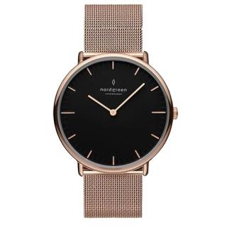 【Nordgreen】Native 極夜黑錶盤玫瑰金36MM(NR36RGMEROBL)