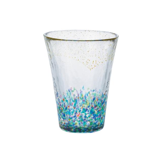 【ADERIA】日本津輕 2款手作玻璃杯 305ml 金彩花火祭典飲料杯(玻璃杯 水杯 飲料杯)