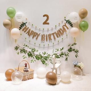 韓系森林寶貝週歲生日氣球組1組(派對 氣球 生日 布置 森林系 周歲)